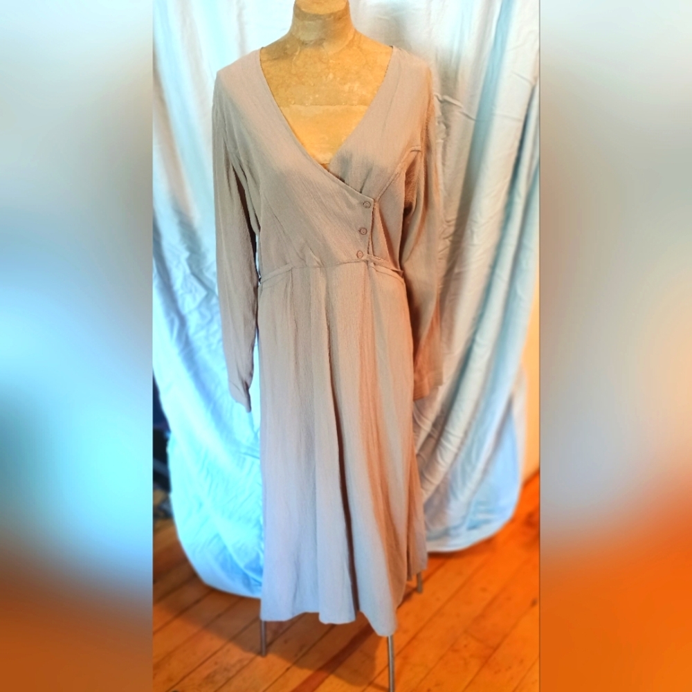 Women's Wrap-Style Long Sleeve Dress in Light Mauve